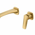 KNB Wall Mounted Basin Mixer - Brushed Gold