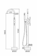 KNB Floor Mounted Bath Mixer - Chrome Plated - Image 2