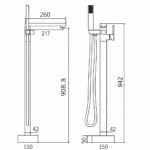 KNB Floor Mounted Bath Mixer - Chrome Plated - Image 2
