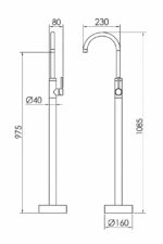 KNB Floor Mounted Basin Mixer - Chrome Plated - Image 2