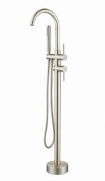 KNB Floor Mounted Bath Mixer - Brushed Nickel - Image 1