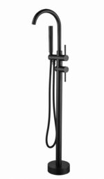 KNB Floor Mounted Bath Mixer - Matt Black - Image 1