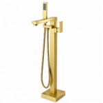 KNB Floor Mounted Bath Mixer - Brushed Gold