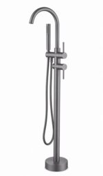 KNB Floor Mounted Bath Mixer - Gun Grey - Image 1