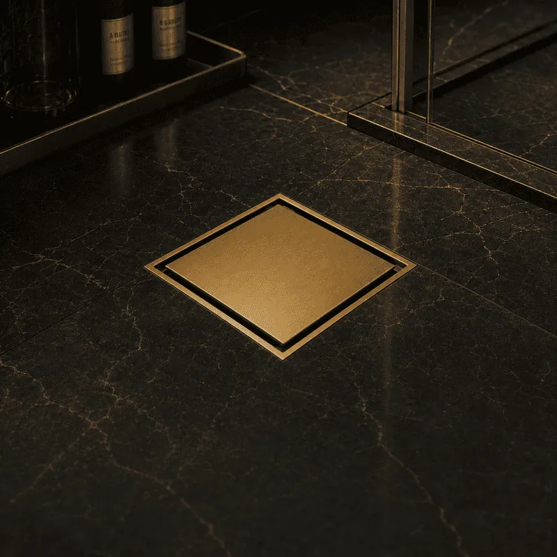 Luxurious marble bathroom with gold accents