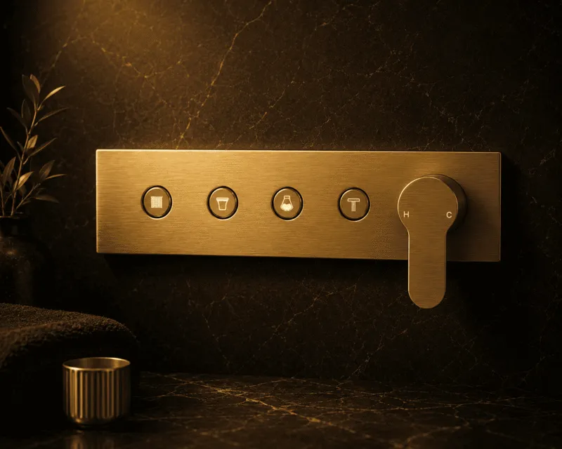 Luxury bathroom control panel close-up