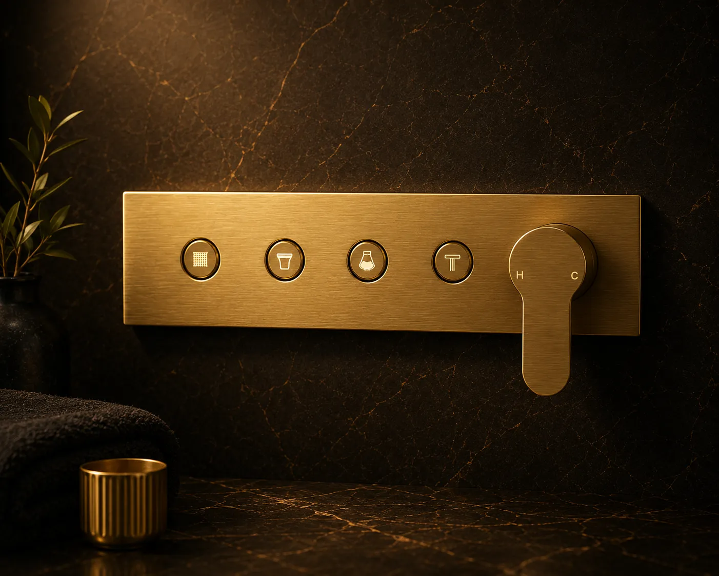 Luxury bathroom control panel close-up